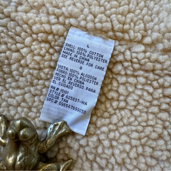 Wrangler Hero Men’s Sherpa Lined Canvas Work Vest Sz L Brown Corduroy Trim *READ - Picture 8 of 14